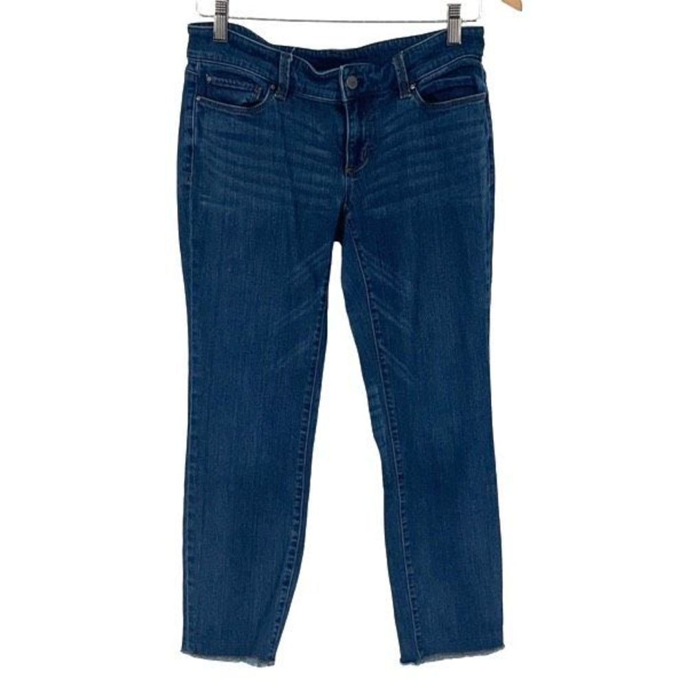 Ann Taylor Womens Modern Fit Jeans Stretch Frayed Hem Medium Wash Blue Size 6P